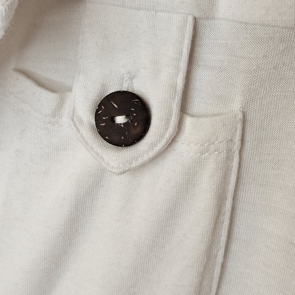 Soft Surroundings Rolled Sleeve Womens Tunic Shirt L Large V Neck Buttons White - Picture 6 of 12